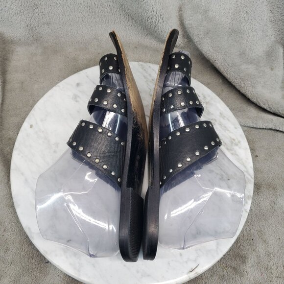 Sol Sana Shoes Womens Size EU 39 US 8.5 Black Leather Slip On Studded Sandals - Picture 6 of 11
